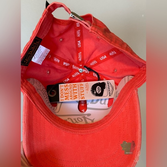 NWT Von Dutch Distressed Denim Adjustable Dad Cap in Orange